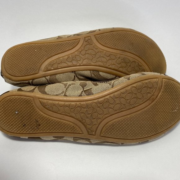 Coach Wanda Signature Logo Patent Flats Brown Tan Size 8.5B - Picture 3 of 5
